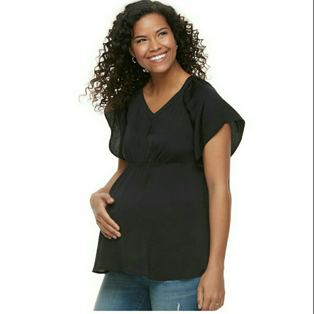 🌟B2G1 NWT Short Sleeve Maternity Top Black